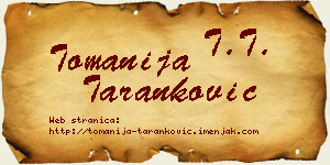 Tomanija Taranković vizit kartica